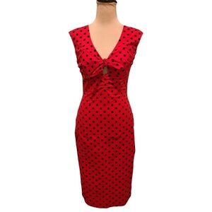 Bernie Dexter Black and Red Polka Dot Wiggle Dress Size S